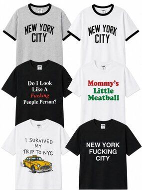 Pack of 6 Men's Graphic T-Shirts Bundle Funny NYC Travel Novelty Tees  S-XL